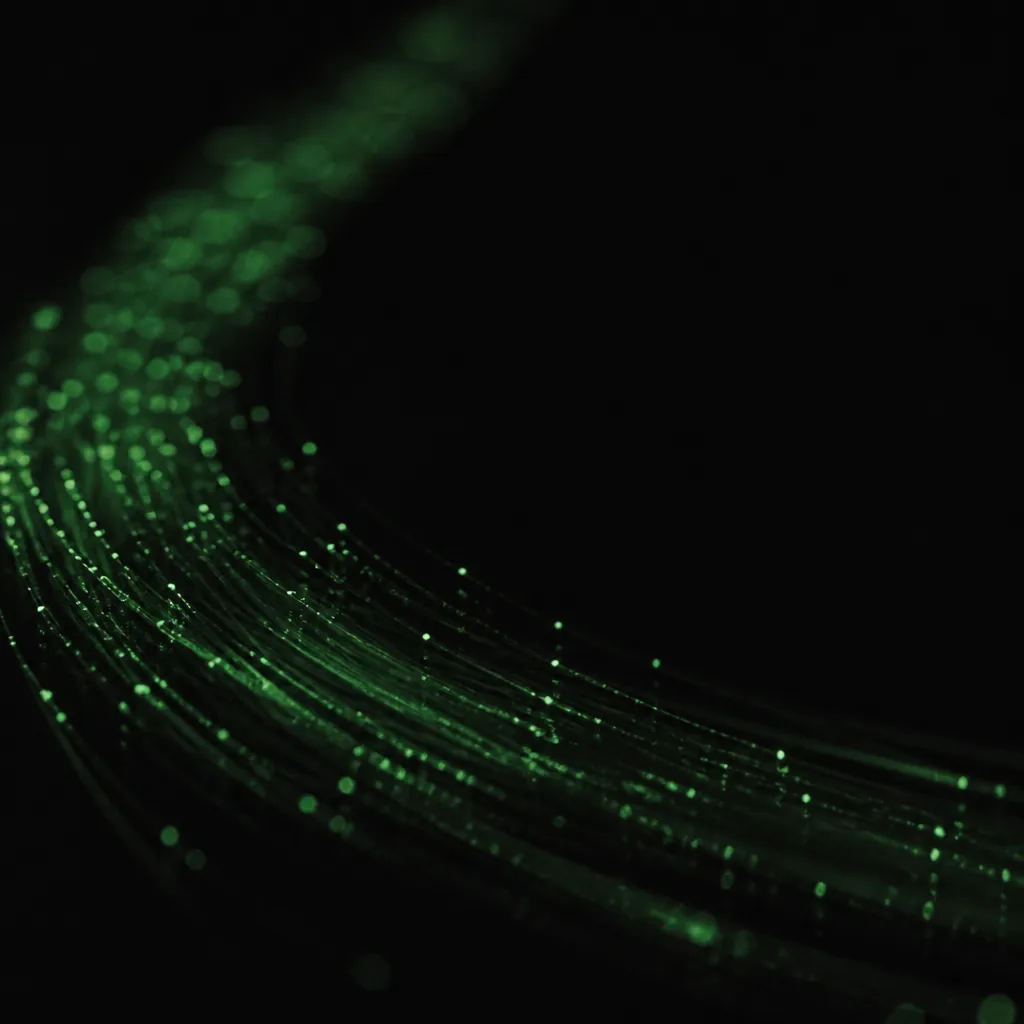 Flujos de datos verdes abstractos sobre fondo negro